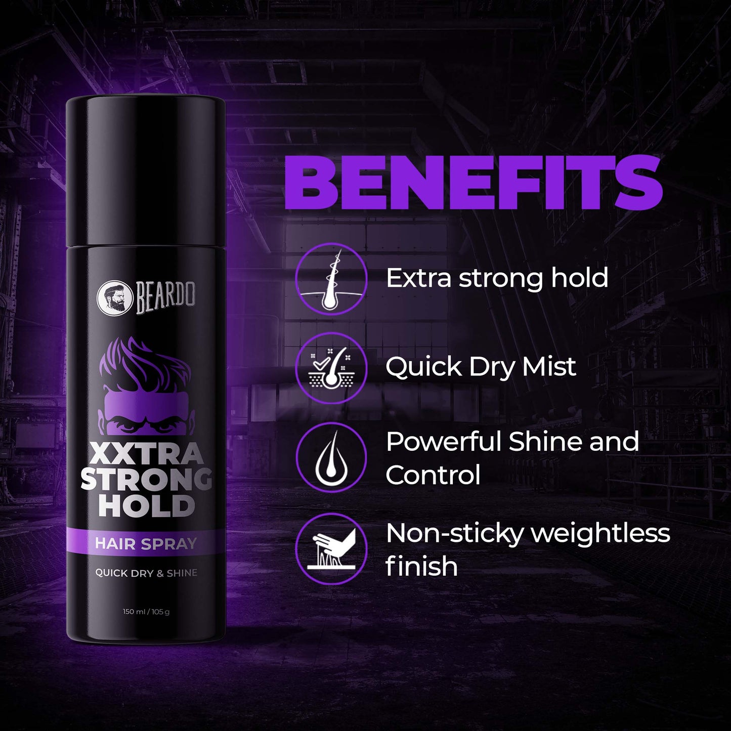 Beardo Xxtra Strong Hold Hair Spray (150ml)