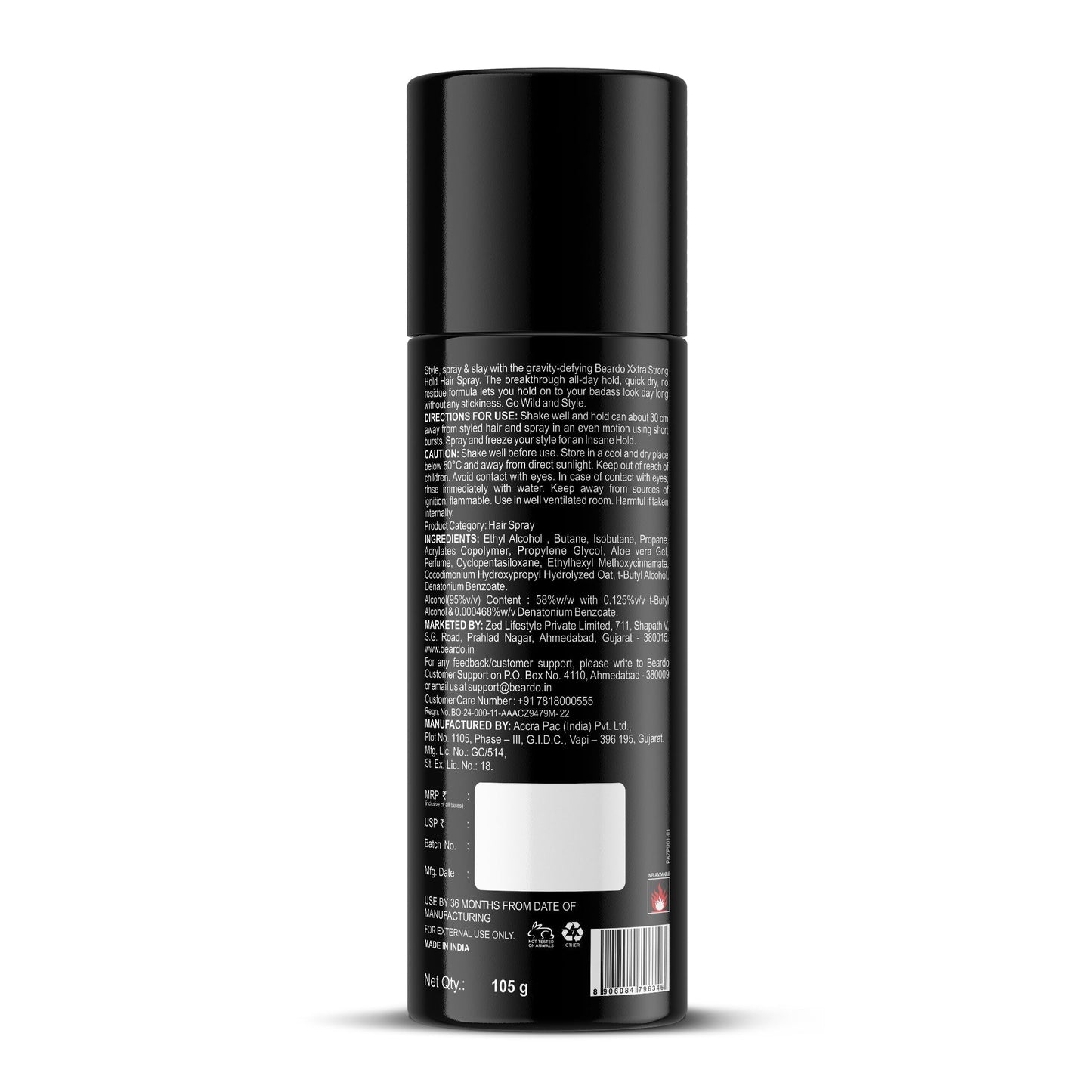 Beardo Xxtra Strong Hold Hair Spray (150ml)