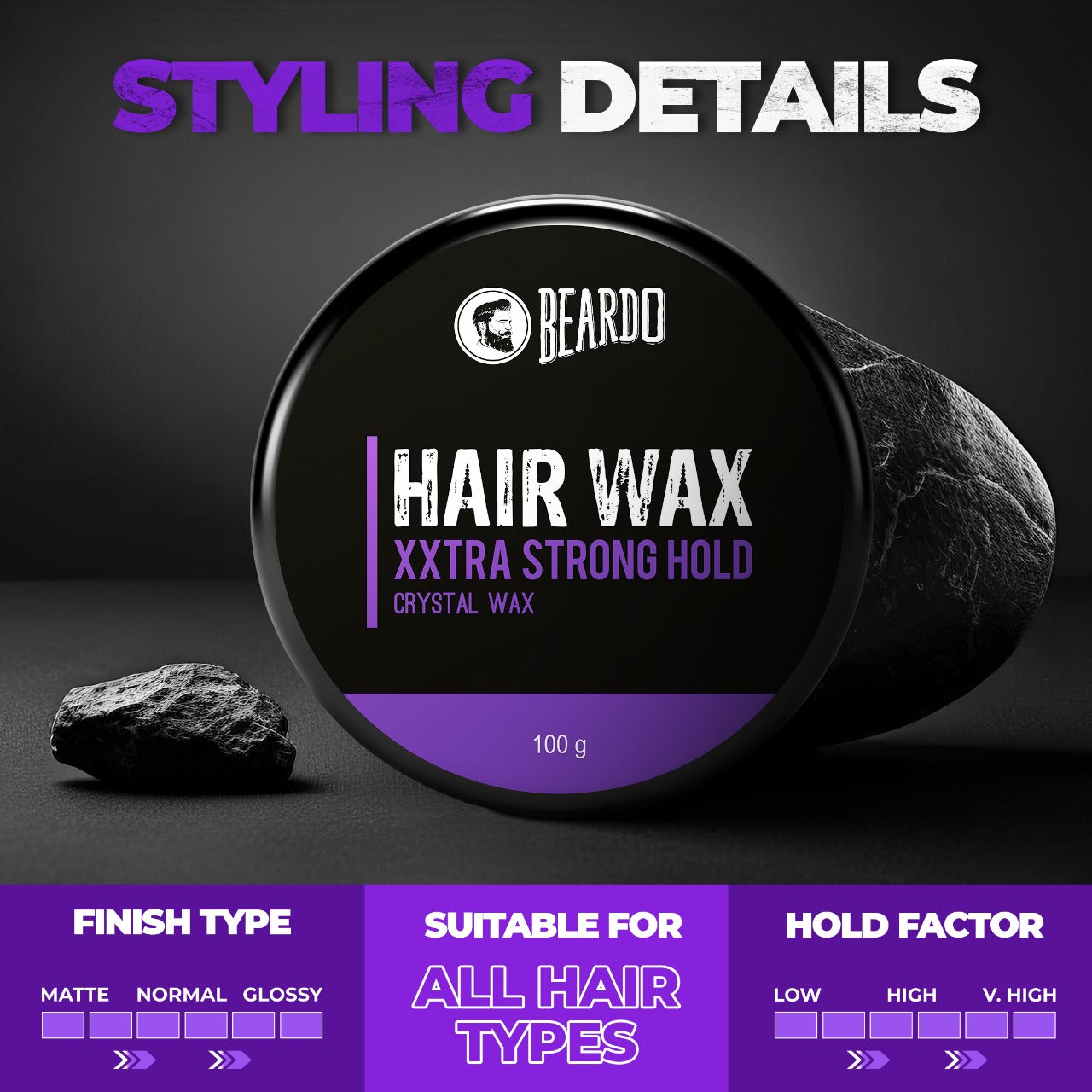 Beardo Hair Wax XXTRA STRONGHOLD Crystal Wax (100g)