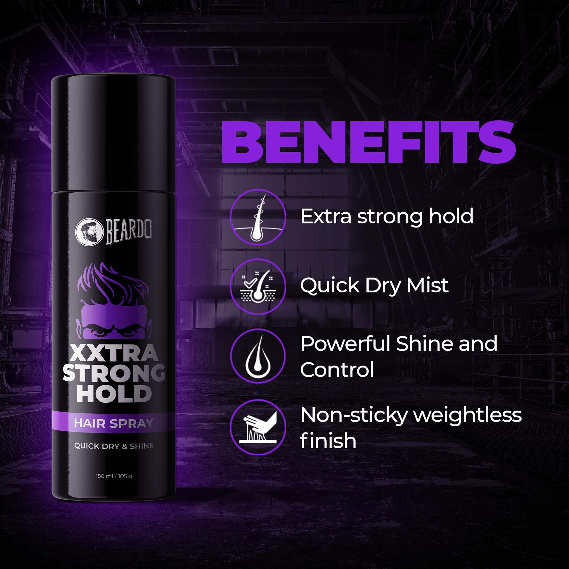 Beardo Xxtra Strong Hold Hair Spray (150ml)